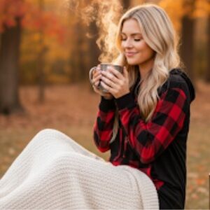 Women’s‎ Red/Black Buffalo Check Pullover Hoodie Tunic Size: 1X NWOT